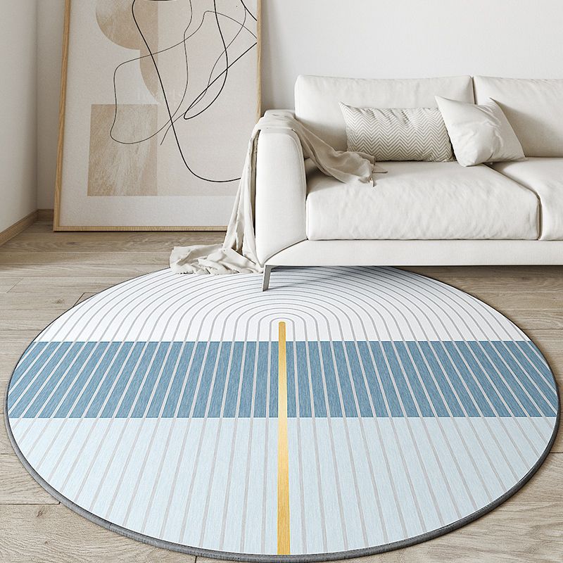 White Stripe Carpet Polyester Modern Carpet Washable Carpet for Living Room