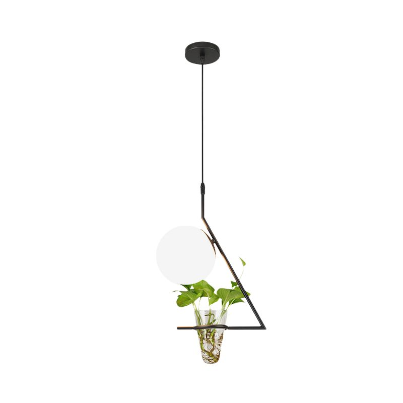 Farmhouse Ball Suspension Anhänger 1 Kopfmilchglas Hanges Leuchte in Schwarz/Grau/Gold mit Pflanzenbecher