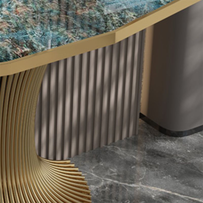 Glam Stone Sofa Console Table with Stainless Steel Bracket for Hall