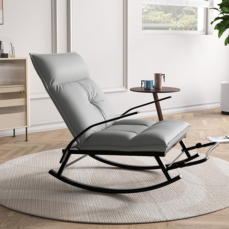 Faux Leather and Metal Rocking Chair Ergonomic with Seat Cushion Rocker Chair Spindle