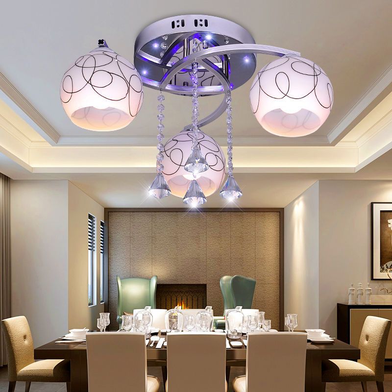 Lámpara semi empotrada Globe Lámparas semi empotradas modernas de múltiples luces con pantalla de vidrio blanco