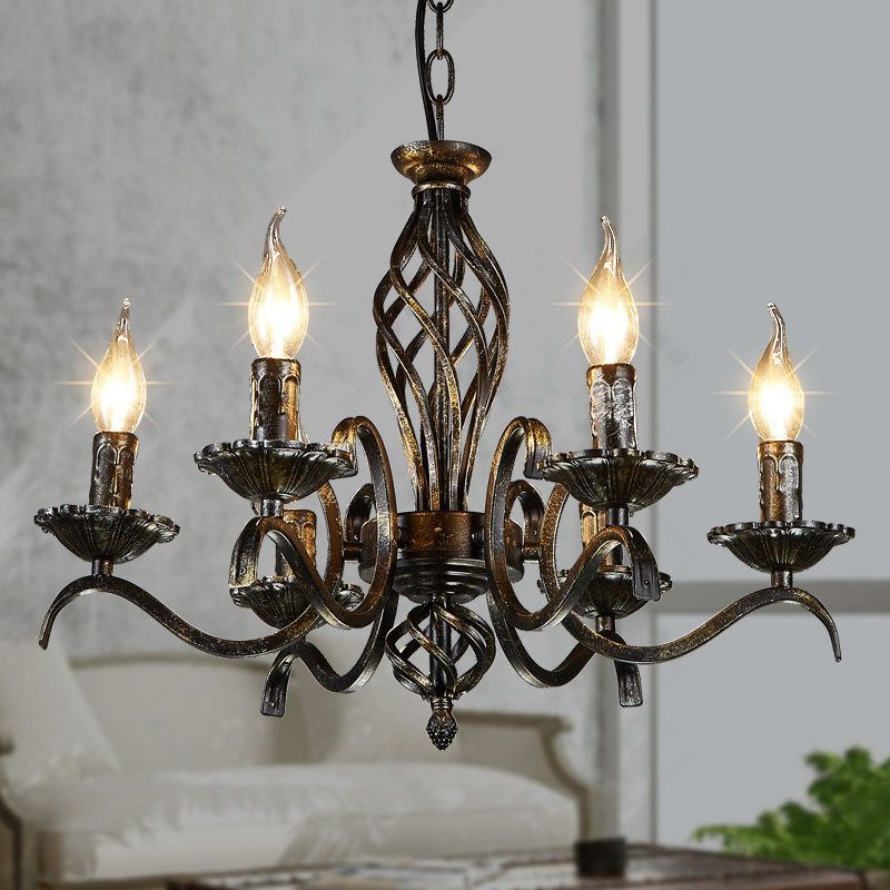 Kerzenhängerlampe traditionelle Metall 6 Lampen Black Kronleuchter Anhänger Licht für Kücheninsel