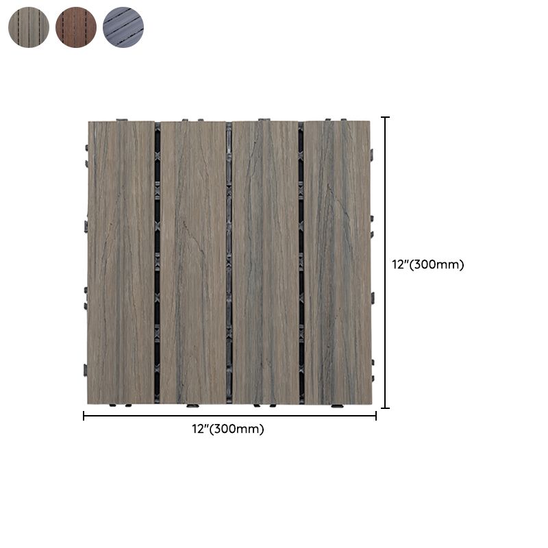 Tradition Square Wood Tile Wire Brushed Brown Engineered Wood for Patio Garden