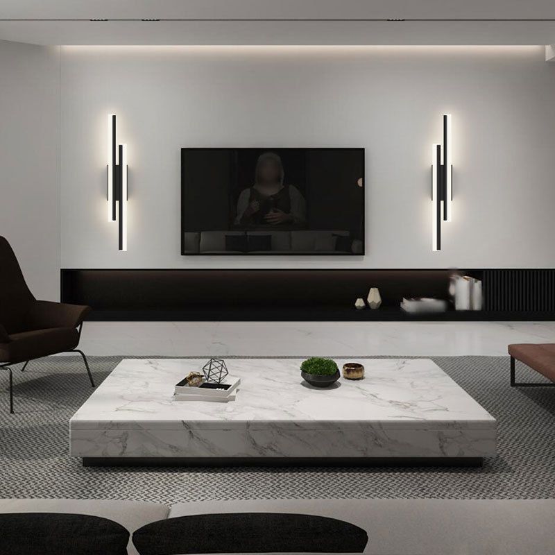 Linear Wall Lighting Fixtures Modern Style Metal 2 Lights Wall Lighting