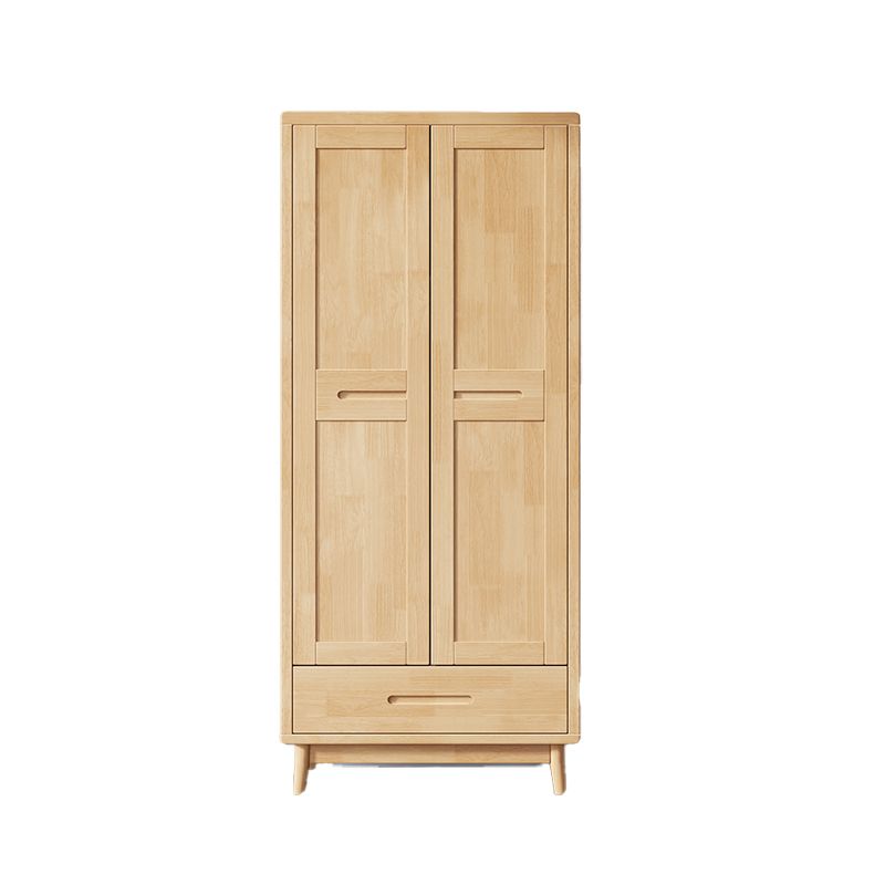 Modern Rubberwood Solid Wood Wardrobe Freestanding Wardrobe with Drawer