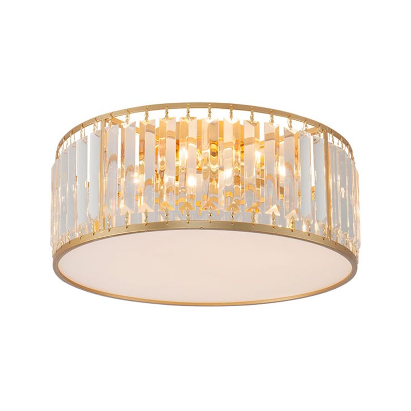 American Style Ceiling Light Cylinder Shape Ceiling Lamp with Crystal Shade for Bedroom