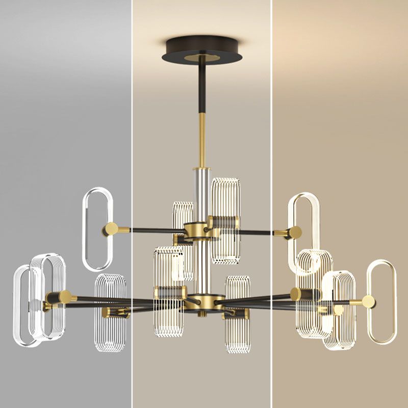 Black Metal Ceiling Hung Fixtures Minimalism LED Sputnik Pendant Lighting