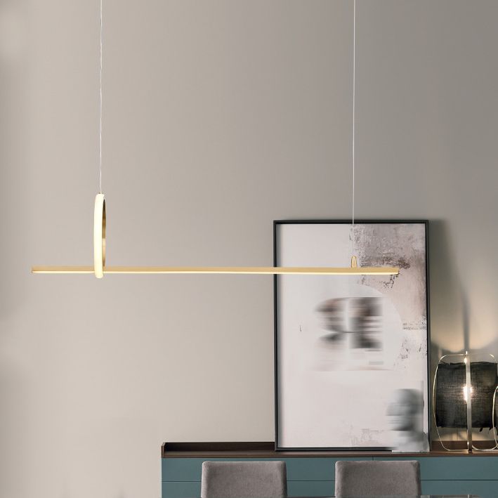 Metal Linear Island Pendant Lighting Modern 2-Light Island Light Fixtures