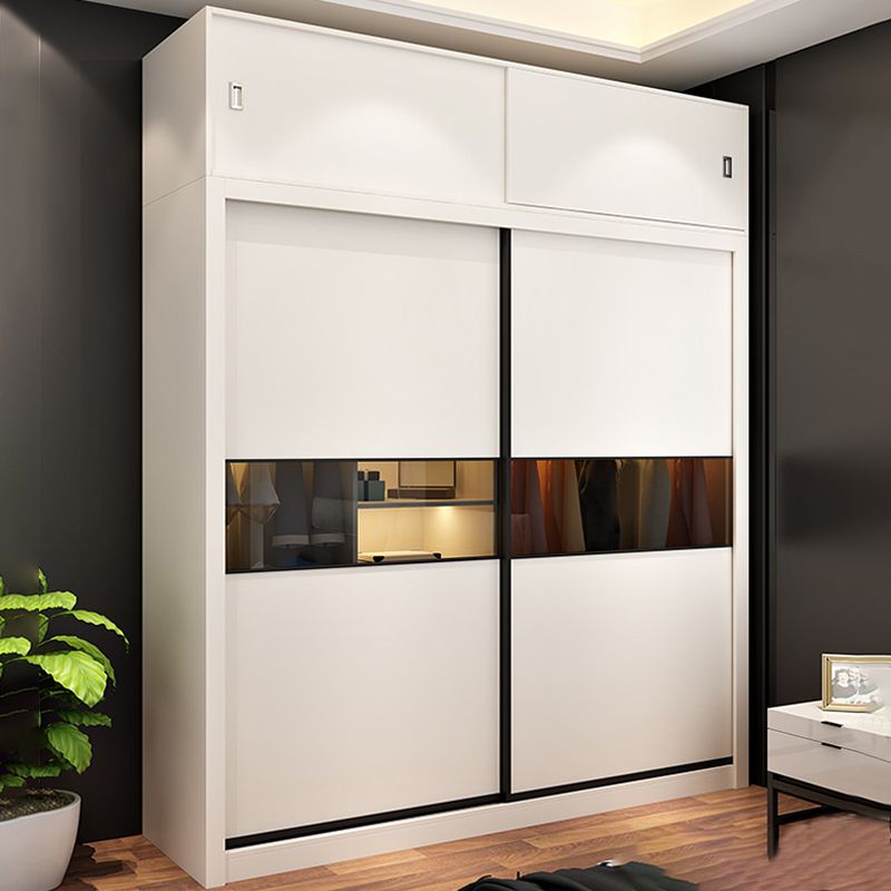 White Engineered Wood Wardrobe Cabinet Contemporary Wardrobe Closet