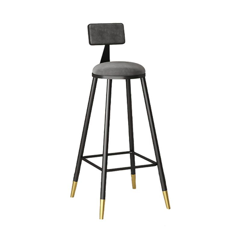 Glam Style Upholstered Fabric Stools Low Back Stools with Cushion