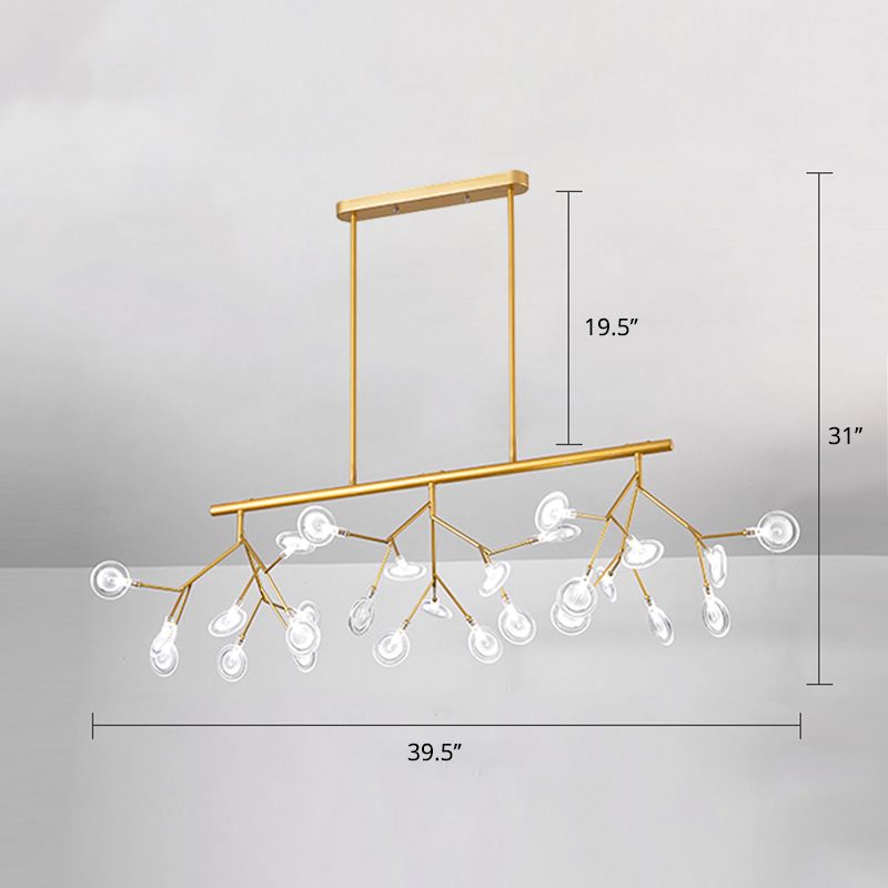 Minimalist Firefly Island Lamp Glass 27-Bulb Dining Room Suspended Lighting Fixture