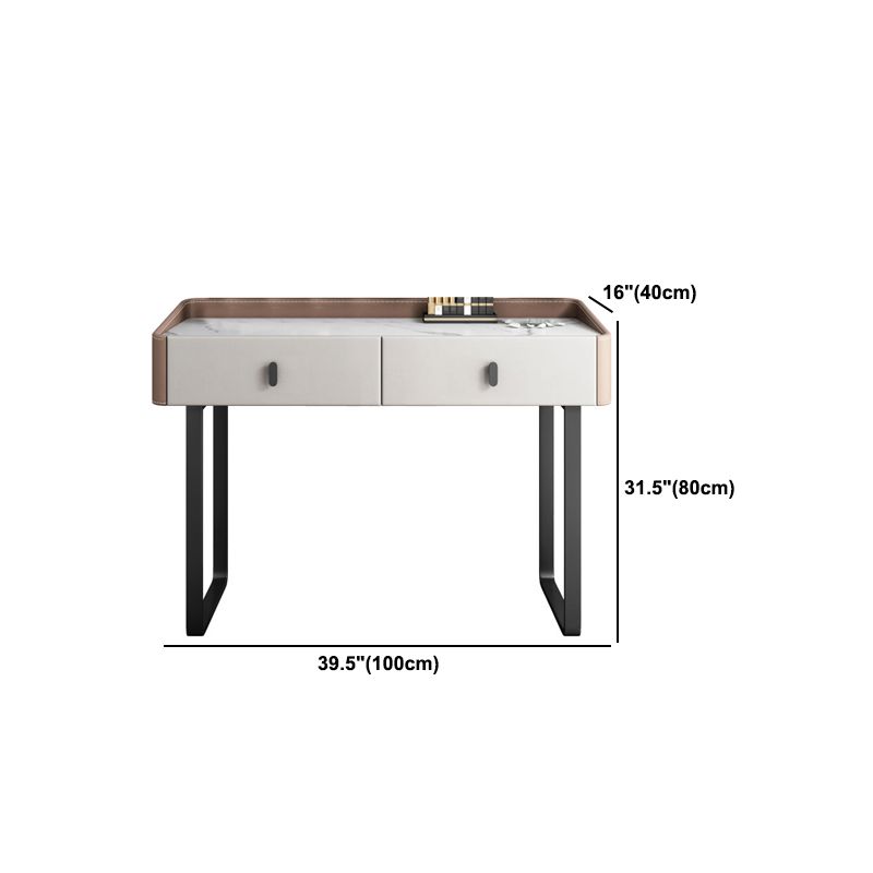 2 Storage Drawers Vanity Table and Stool Set Faux Leather Dresser