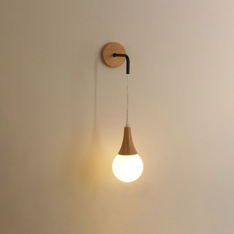 Modern Creative 1-Light Wall Lamp Wooden Geometric Wall Light for Bedroom