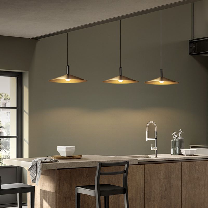 Flared Dinning Room Hanging Ceiling Light Metal Nordic Down Lighting Pendant in Coppery