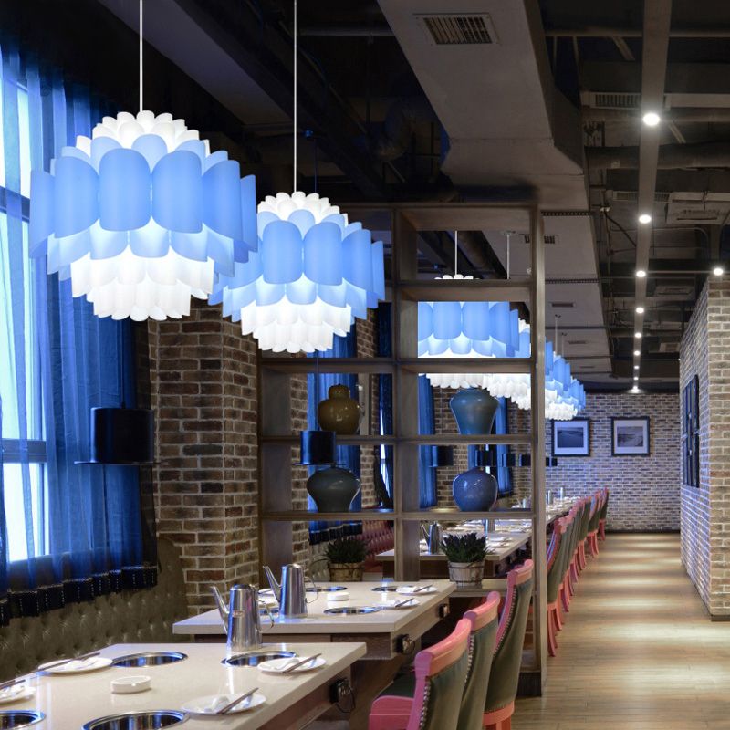 Luce a sospensione floreale a strati blu Modernista LED ACRILICO ACCIPUGO BIFFING PERSO per ristorante