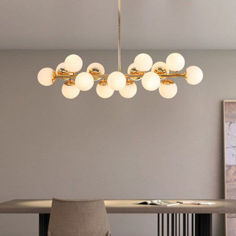 Balls lampadario vetro bianco postmoderno 16 luci a sospensione oro Light per sala da pranzo