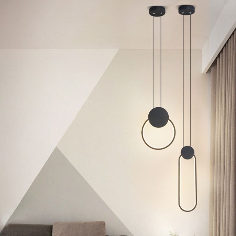 1-Light Linear Pendant Lights Contemporary Metal Pendant Ceiling Lights