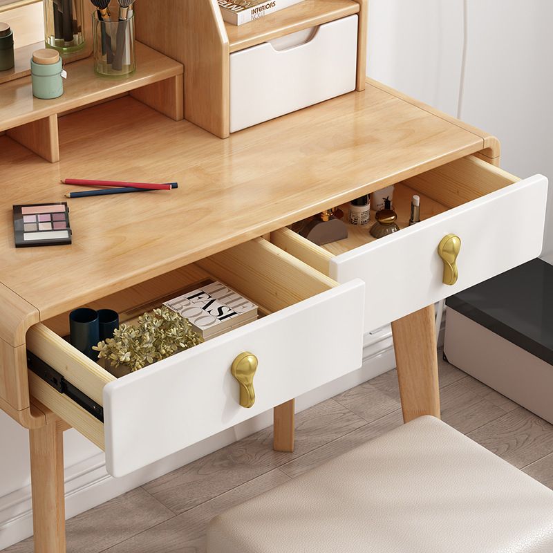 Traditional Vanity Dressing Table Set Solid Wood Vanity Makeup Table Set with Mirror