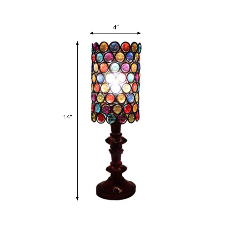 1 Head Metal Night Table Lighting Decorative Black Column Living Room Nightstand Light