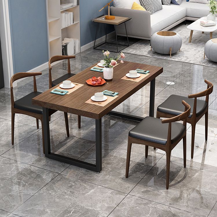 Industrial Dark Brown Dining Set 1/2/5/7 Pieces Solid Wood Dinette Set for Home