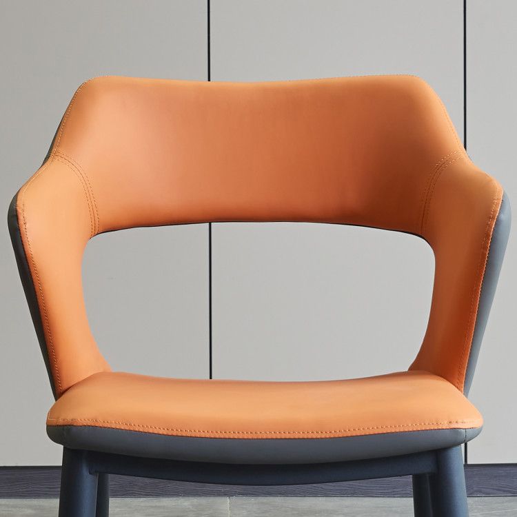 Contemporary Style Kitchen Chairs Dining Arm Open Back Side Chair with Metal Legs