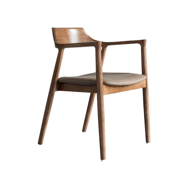 Arm Chair Traditional Style Dining Open Back Chair with Wooden Legs