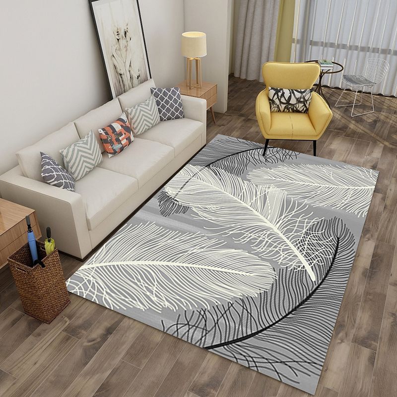 Light Gold Feather Rug Polyester Modern Rug Non-Slip Backing Rug for Home Decor