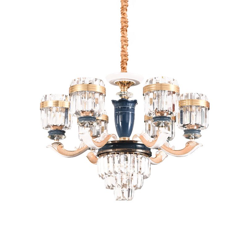 6/8 teste l'illuminazione del lampadario tradizionale bloccante cilindrico Crystal Block Appare