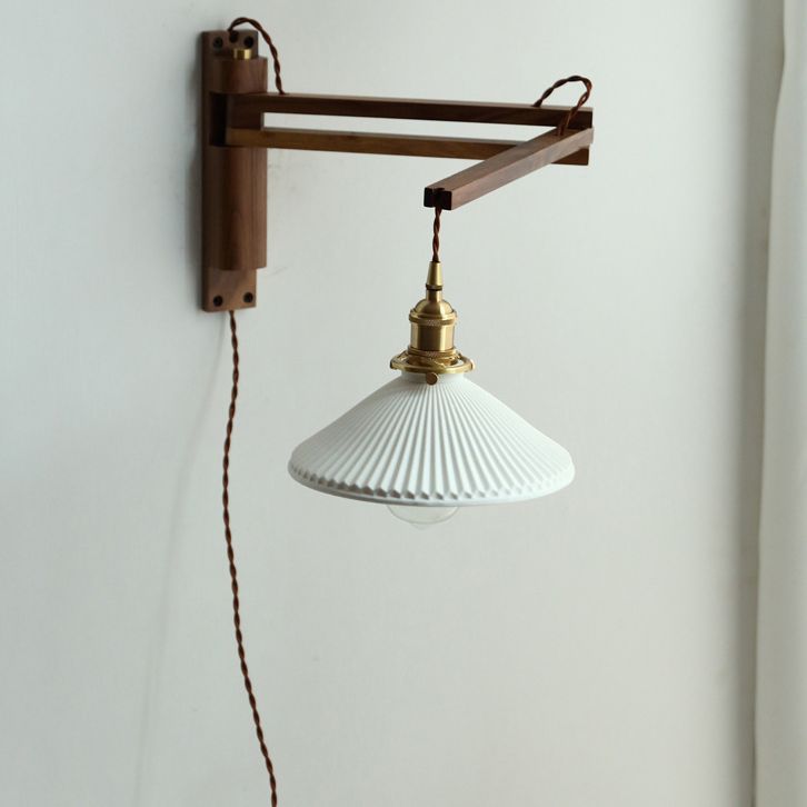 Japanese-Style Retro Style Armed Vanity Light Wood Single Vanity Light