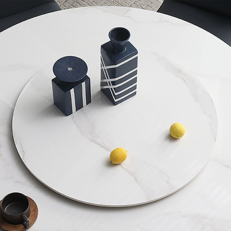 Modern Round Dinner Table Steel Base Dining Table with Pedestal Base