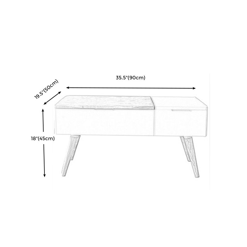 Retangular Natural Wood 4 Legs Coffee Table 1 Single Modern Cocktail Table with Drawers