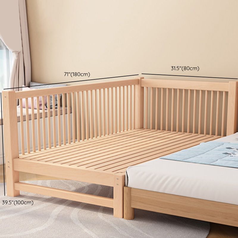 Washed Natural Nursery Crib Modern Wood  Nursery Crib with Guardrail