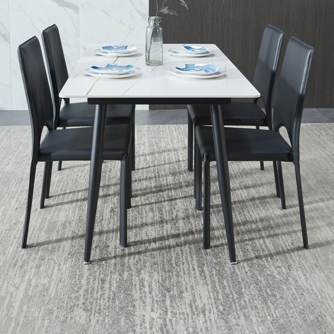 Rectangle Sintered Stone Dining Table Industrial Style 4 Legs Table for Home