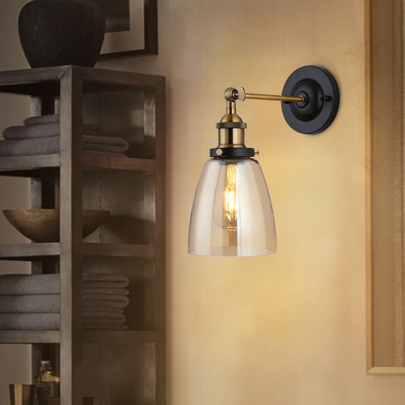 Lampe murale en verre transparent noir