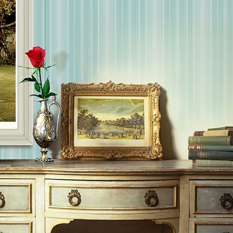 Pastel Color Ticking Stripe Wallpaper Waterproof Modern Dining Room Wall Covering