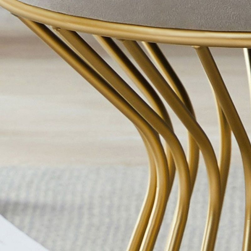 Gorgeous Ottoman Velvet Upholstered Solid Color Metal Frame Round Ottoman