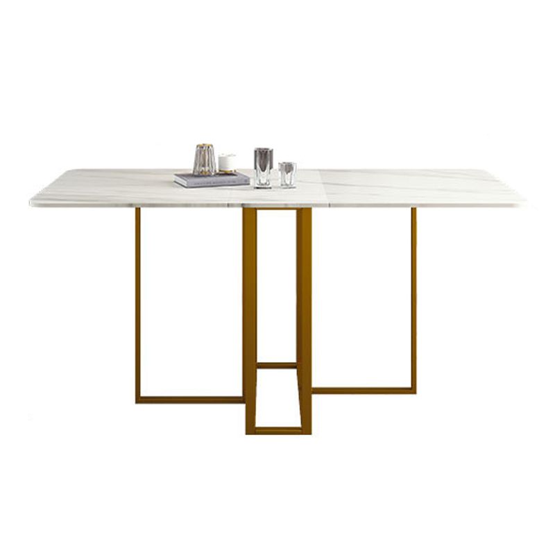 Contemporary Rectangle Dining Room Table Sintered Stone Drop-Leaf Table,59"L x 28.7"H