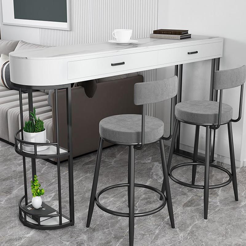 Living Room Double Pedestal Pub Table Contemporary Stone Bistro Bar Table