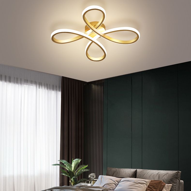 Metal Floral Ceiling Mounted Fixture Simple Style Ceiling Flush in Gold