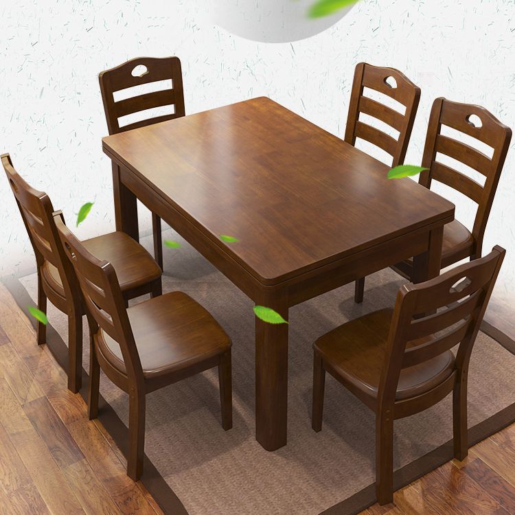 Traditional Standard Height Solid Wood Dining Table Rectangle Dining Room Set For Home