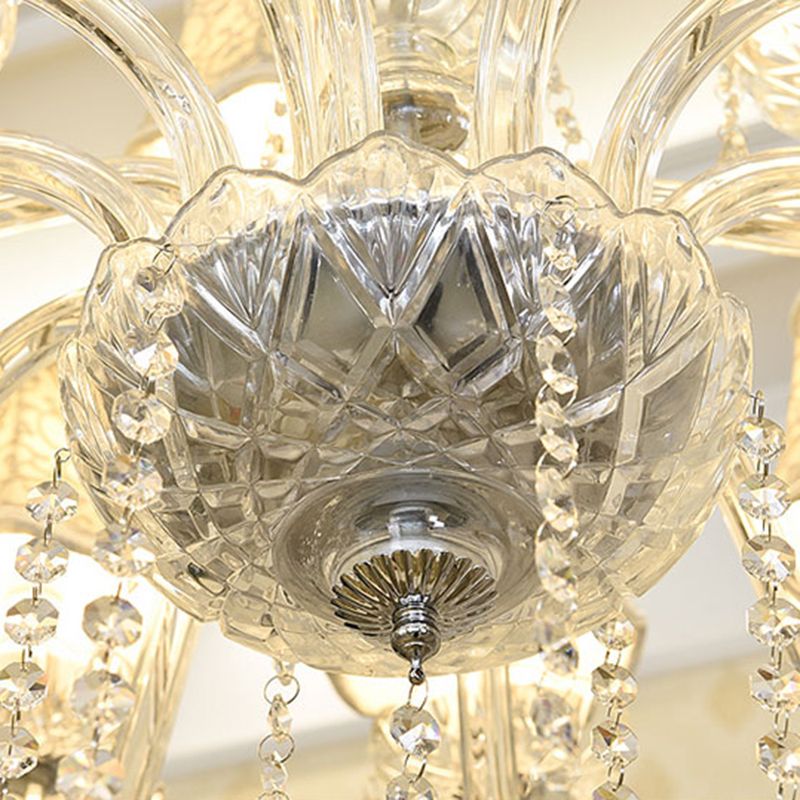 Crystal Candle Shape Hanging Ceiling Light European Style Multi Lights Hanging Light