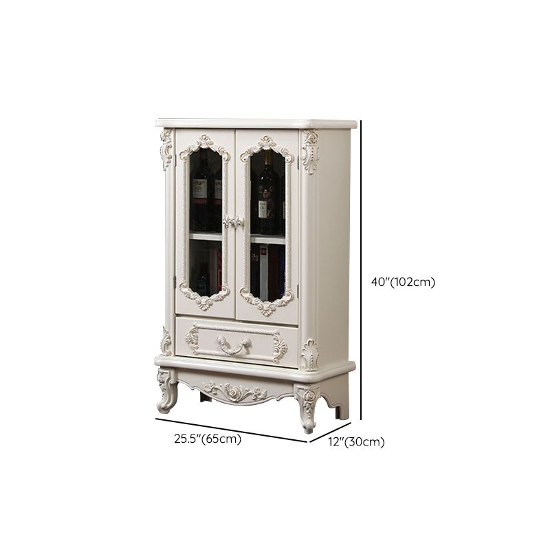 Traditional Display Stand Glass Doors Pine Storage Cabinet for Dining Room