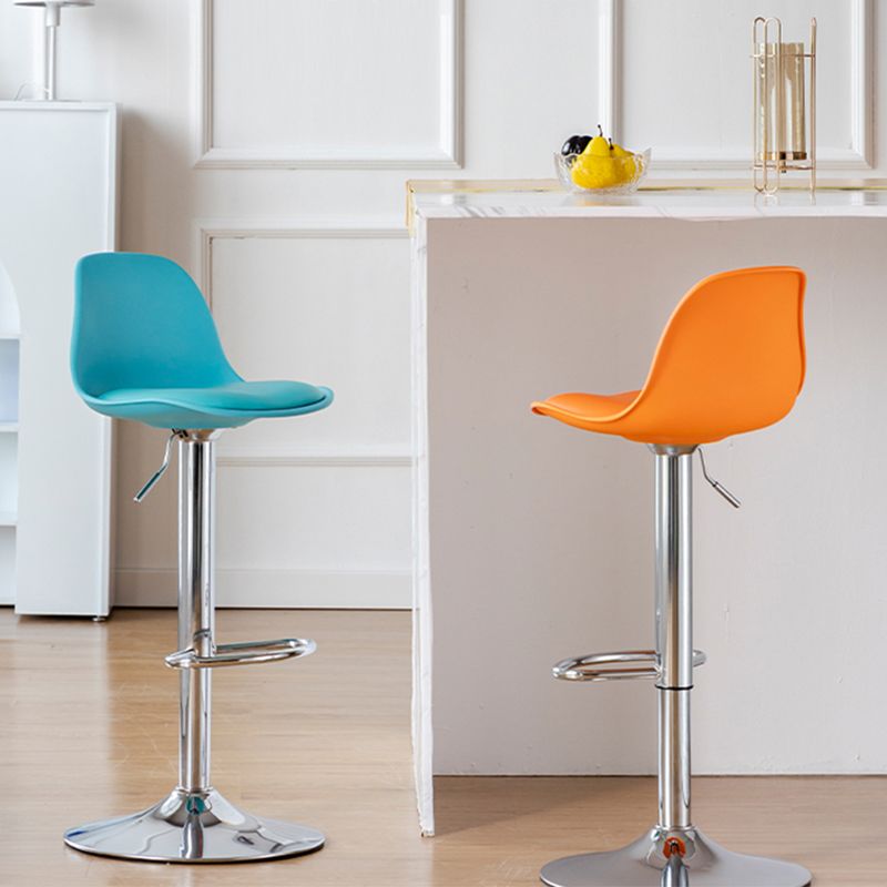 Armless Dining Stools Adjustable Height Bar Stools with Metal Base