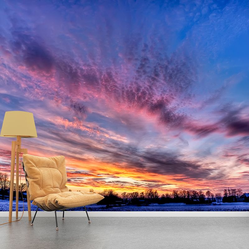 Splendid Evening Glow Mural Wallpaper for Living Room, Dark Color, Personalized Size