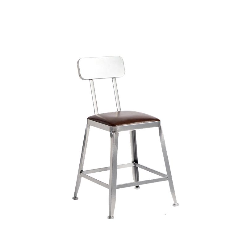 Faux Leather Dining Stools Armless Bar Stools with Metal Base