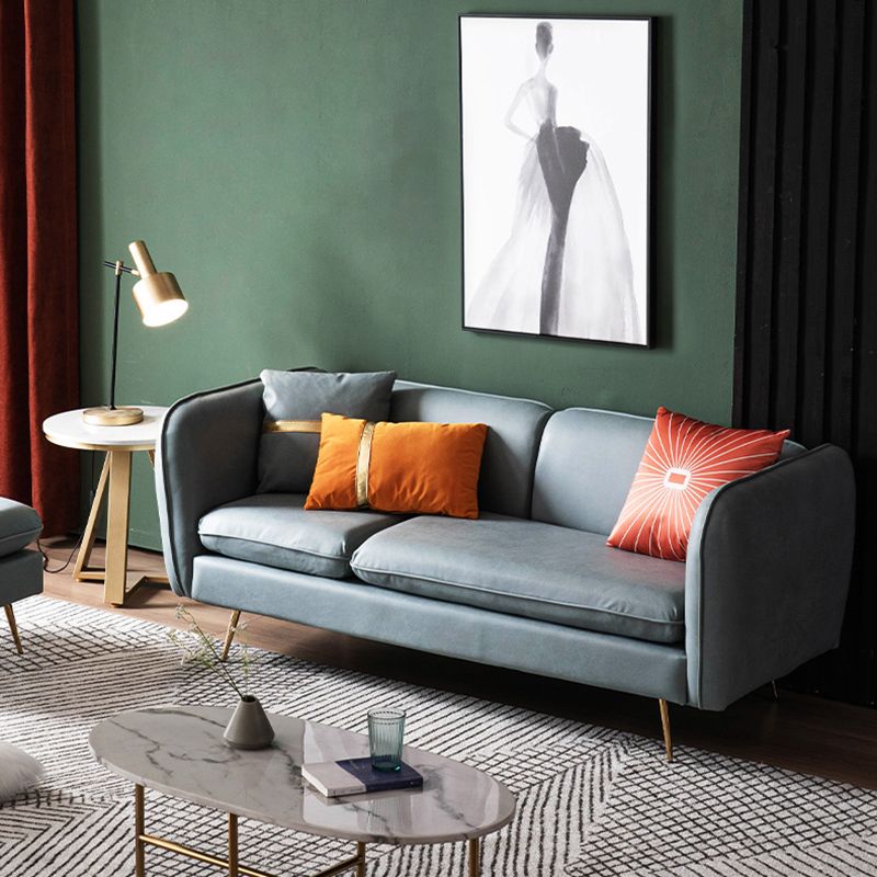 Modern Standard Faux Leather Sofa 3 Seater Square Arm Sofa for Living Room