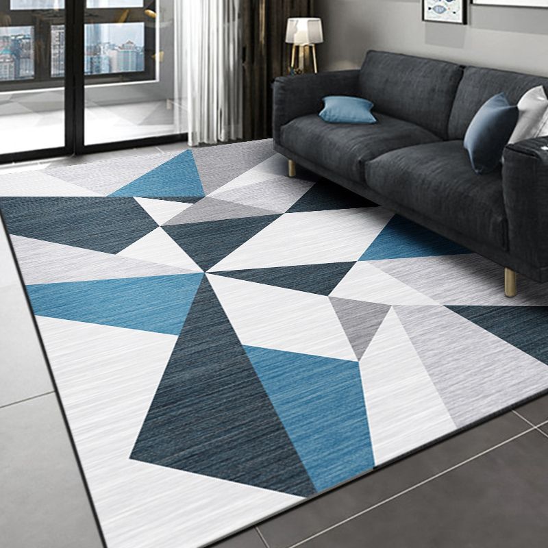 Multicolor Simplicity Area Carpet Polyester Triangle Print Indoor Rug Anti-Slip Backing Carpet for Living Room