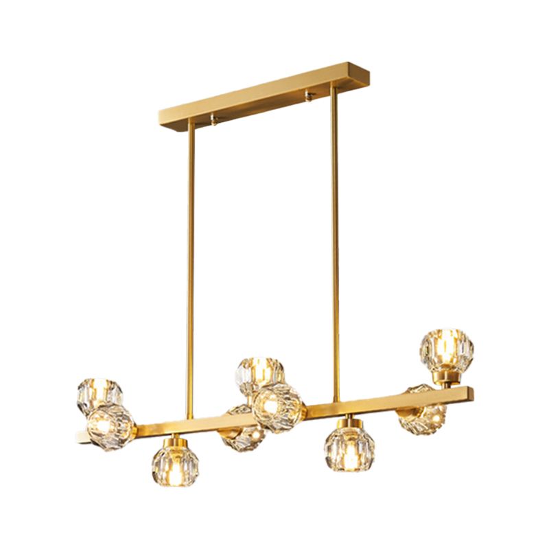 Post-Modern Hanging Light Crystal Island Light Fixture with Shade for Dining Room