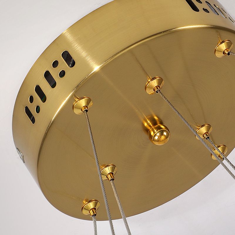 Kristall runde Form hängende Deckenleuchte moderne 1 leichte Anhängerbeleuchtung in Gold