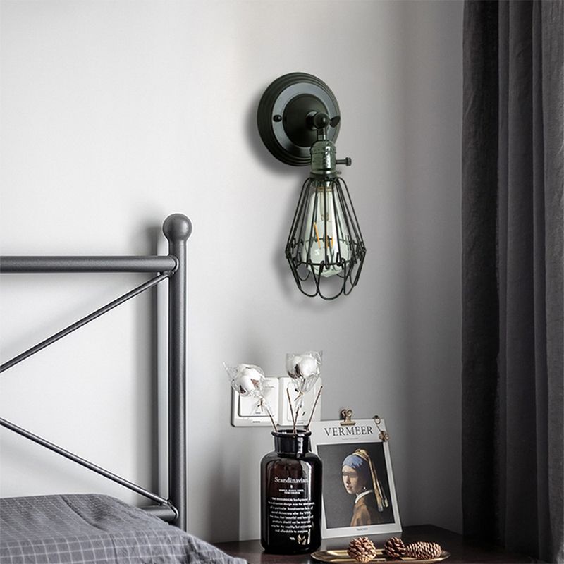 Black Wall Sconce Geometric Shape Wall Light with Metal Shade for Bedroom